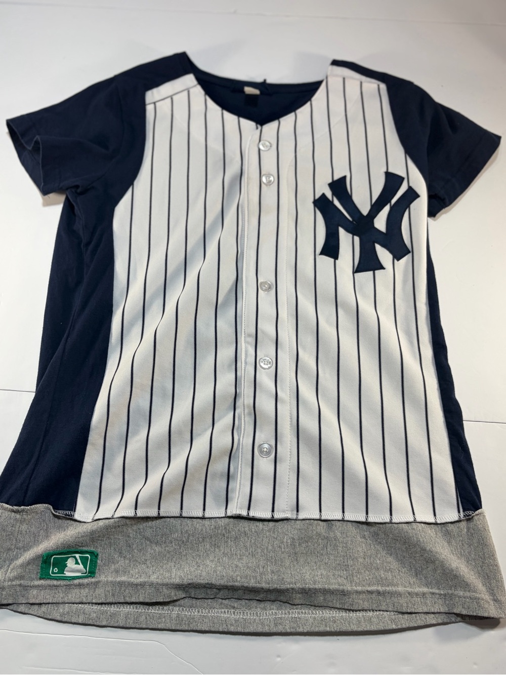 Refried Apparel NY Yankees Upcycled Pinstripe Jersey Shirt L